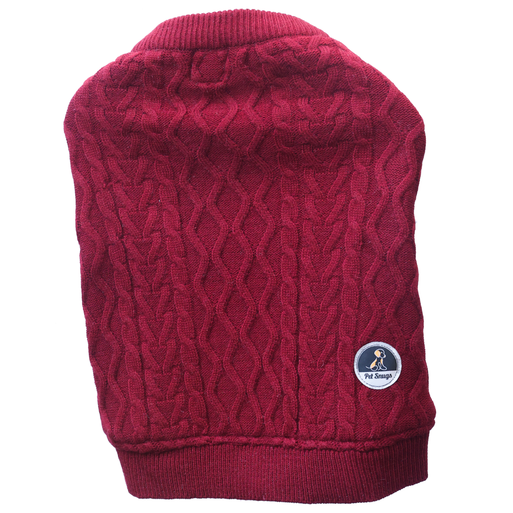 Petsnugs Cable Knit Sweater for Dogs and Cats (Maroon)