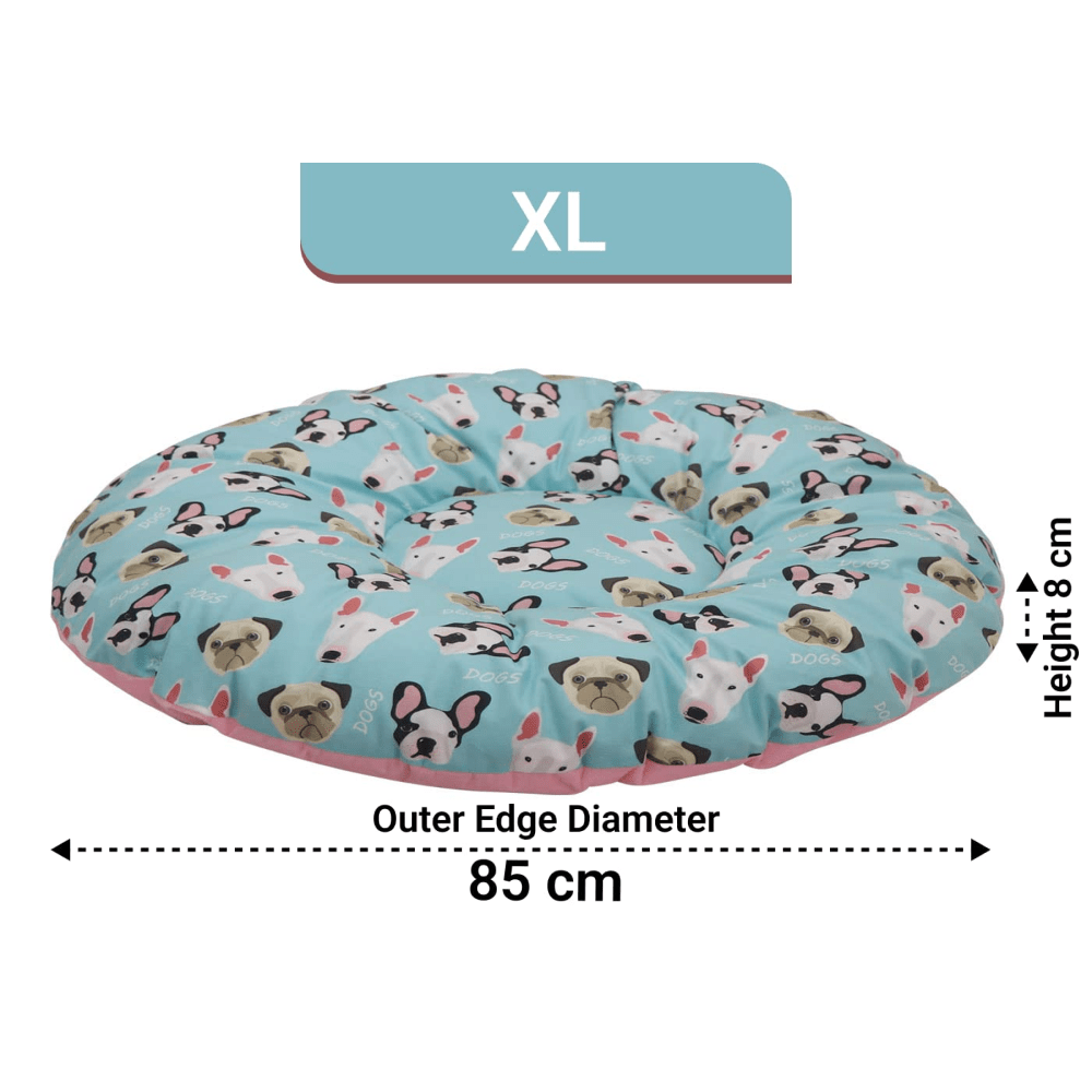 Hiputee Soft Velvet Reversible Bed for Dogs and Cats (Aqua Print)
