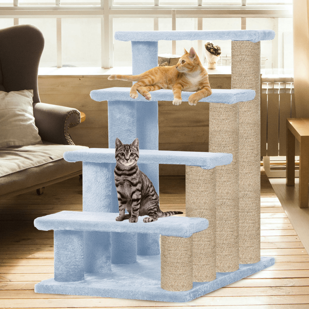 Hiputee Fur Fabric Climbing Stairs for Cats (Grey)
