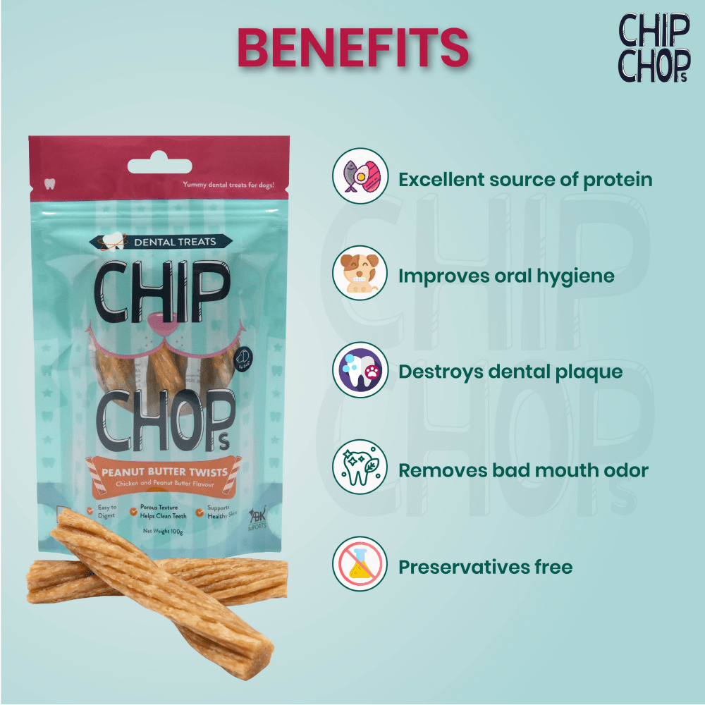 Chip Chops Peanut Butter Twists and Chicken Flavored Dog Treats