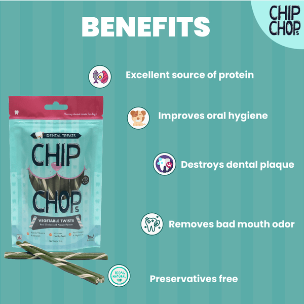 Chip Chops Vegetable Twists Real Chicken and Parsley Flavoured Dog Treats