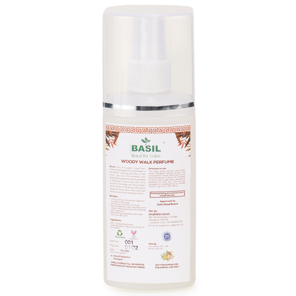 Basil Woody Walk Fresh Perfume Spray for Dogs and Cats