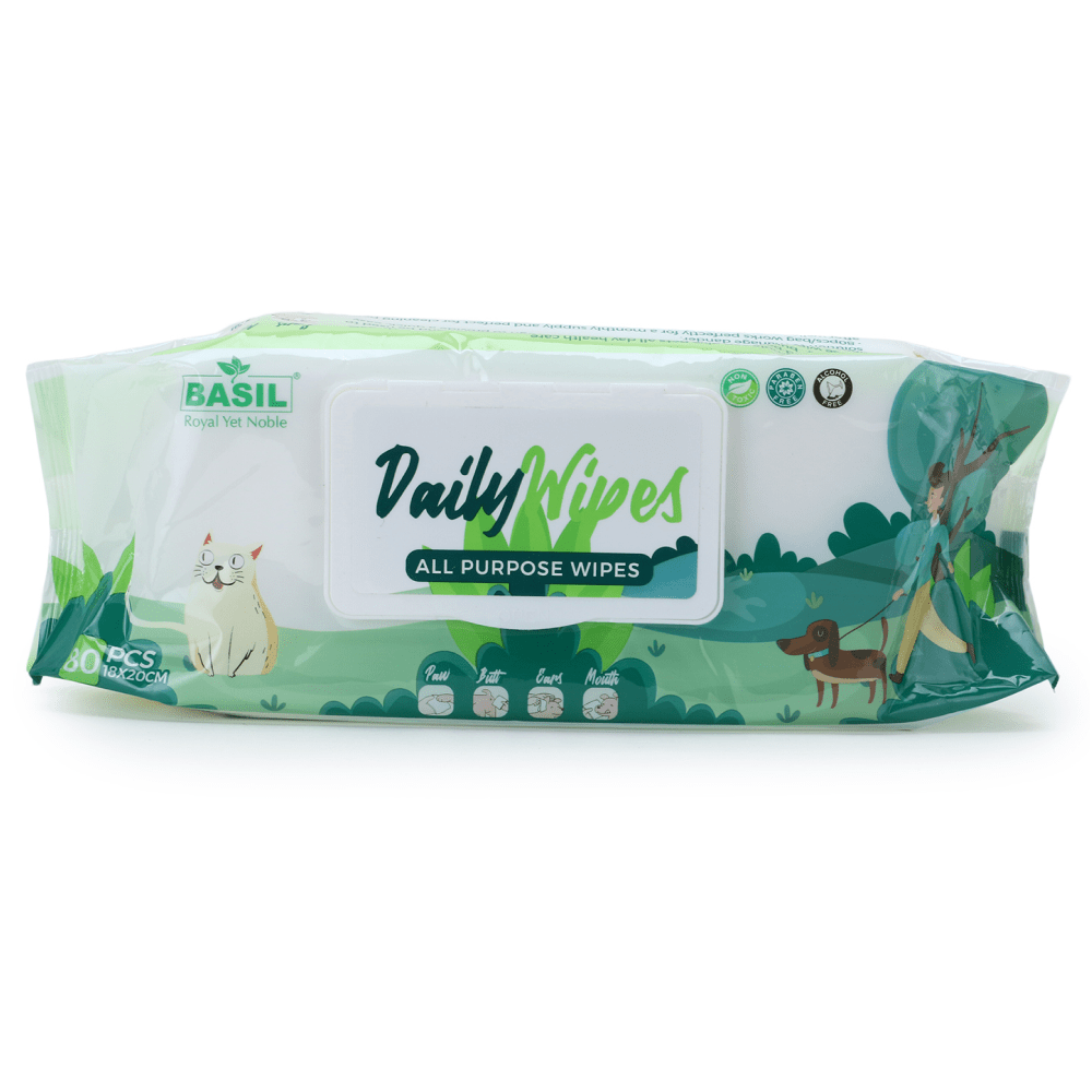 Basil All Purpose Wet Wipes for Dogs and Cats (18x20 cm) Rewards Both-Grooming Supplies Basil 80pcs