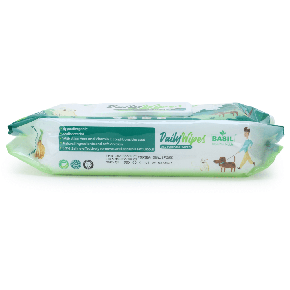 Basil All Purpose Wet Wipes for Dogs and Cats (18x20 cm) Both-Grooming Supplies Basil