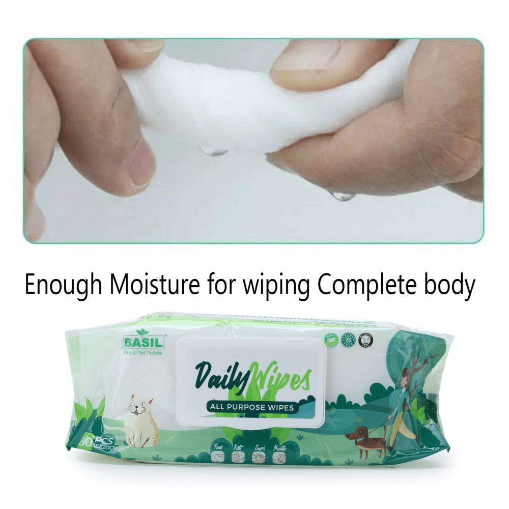 Basil All Purpose Wet Wipes for Dogs and Cats (18x20 cm) Both-Grooming Supplies Basil
