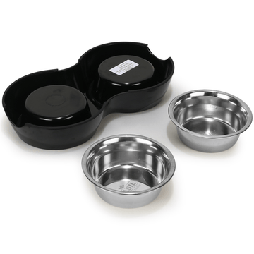 Basil Double Melamine Bowl Dinner Set for Dogs and Cats