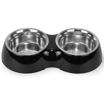 Basil Double Melamine Bowl Dinner Set for Dogs and Cats