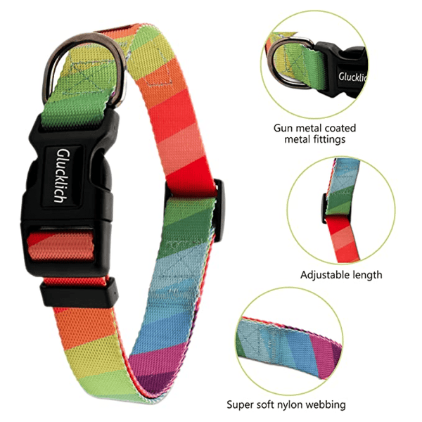Glucklich Polyester Printed Puppy Collar for Dogs (Rainbow)