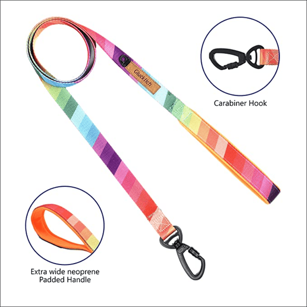 Glucklich Heavy Duty Printed Leash for Dogs (Rainbow)