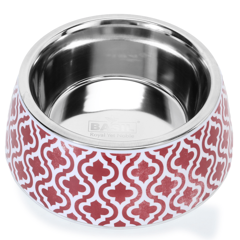 Basil Red Indie Print Melamine Bowl for Dogs and Cats