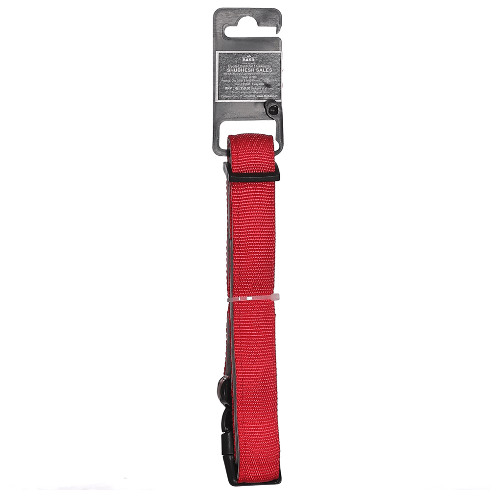 Basil Nylon Padded Collar for Dogs (Red)