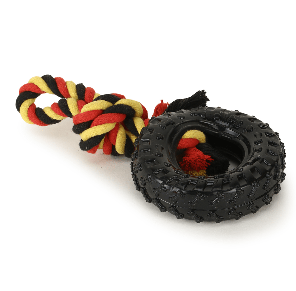 Basil Rubber Tyre with Cotton Rope for Dogs