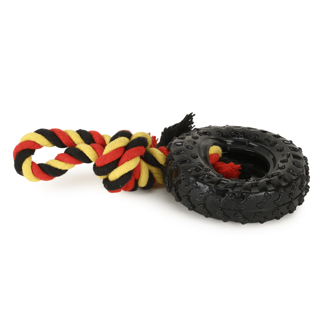Basil Rubber Tyre with Cotton Rope for Dogs