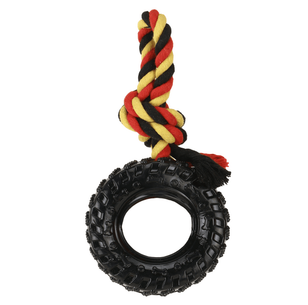 Basil Rubber Tyre with Cotton Rope for Dogs