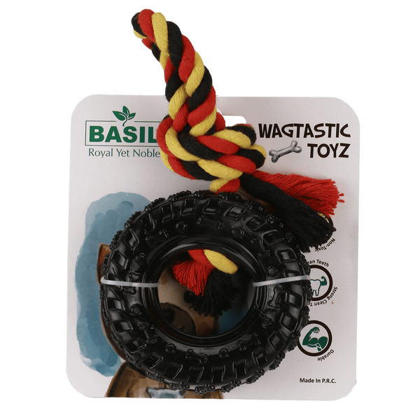 Basil Rubber Tyre with Cotton Rope for Dogs