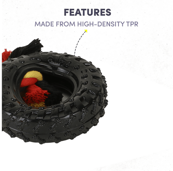 Basil Rubber Tyre with Cotton Rope for Dogs