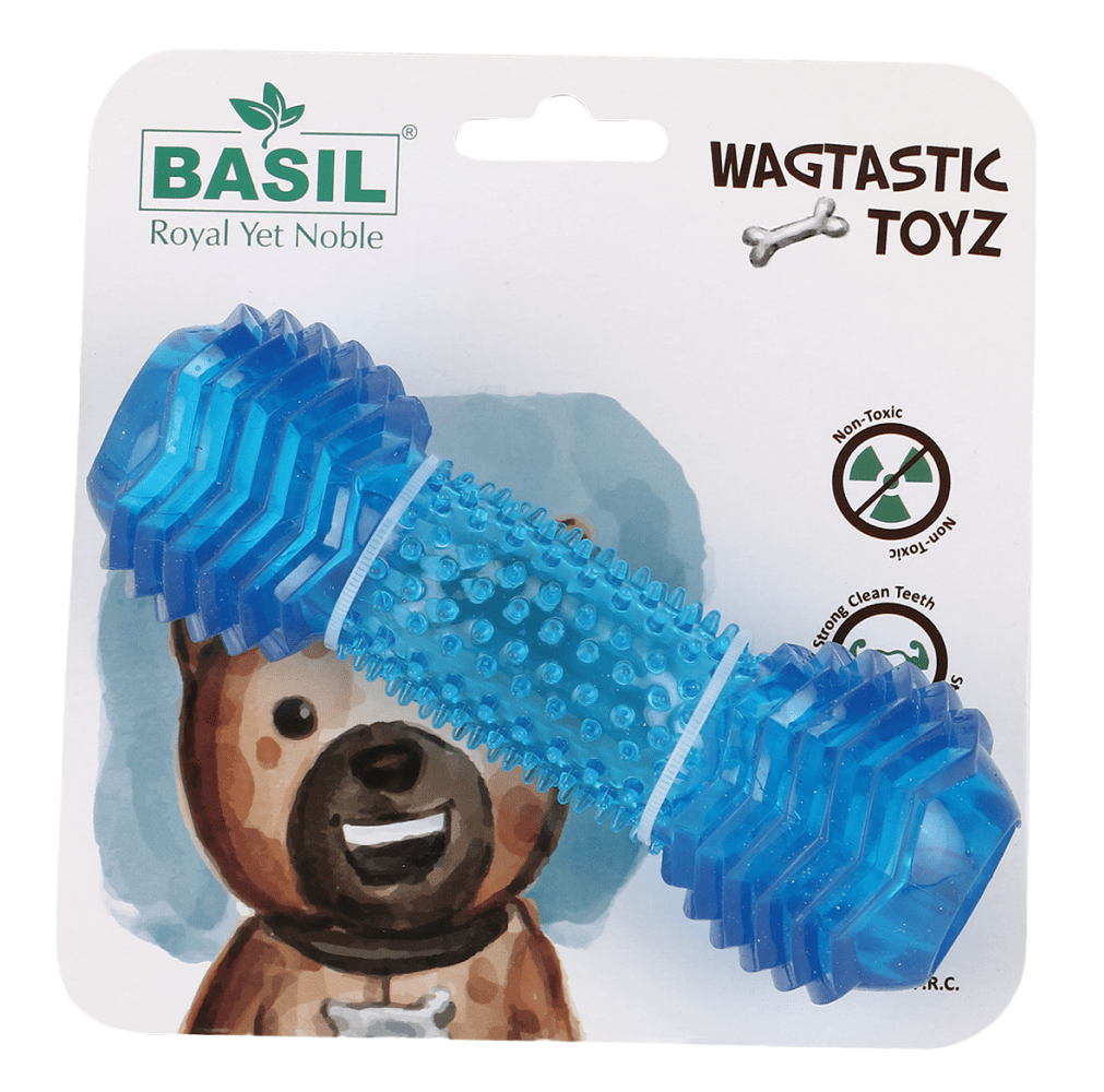 Basil Spiky Rubber Dumbell with Hollow Centre toy for Dogs (Assorted)