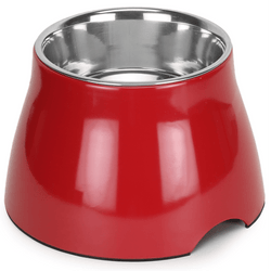Basil Elevated Earout Melamine Bowl for Dogs and Cats (Red)