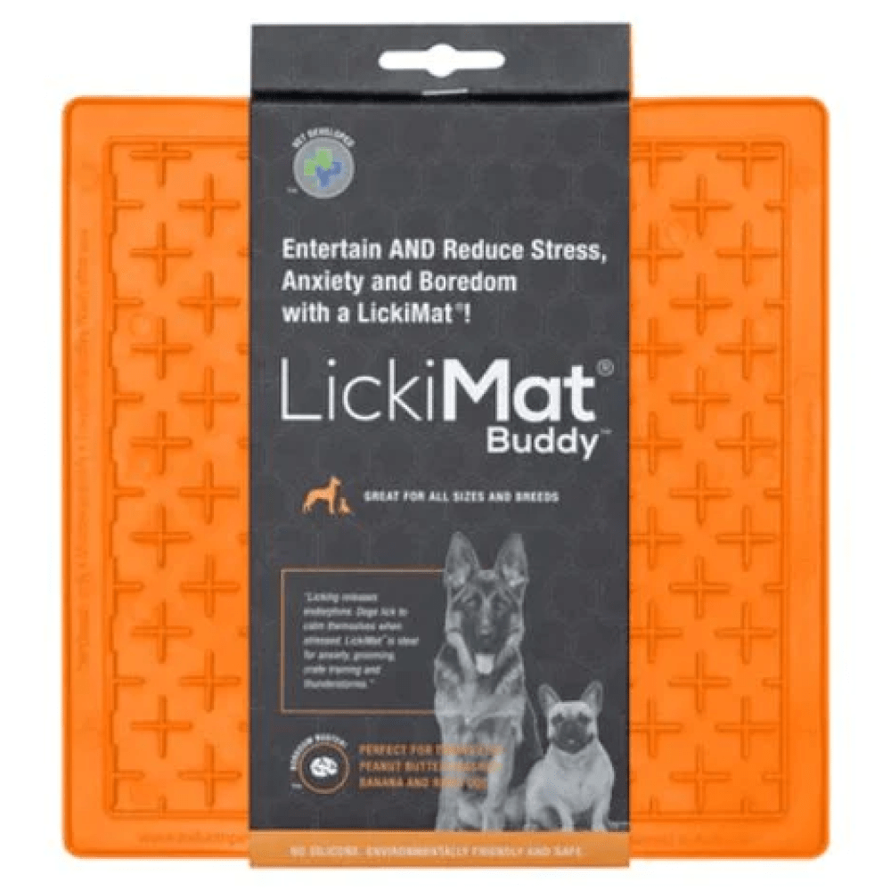 LickiMats Classic Buddy Slow Feeder for Dogs and Cats (Orange)