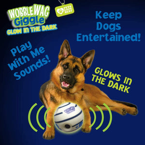 Wobble Wag Giggle Glow in The Dark Interactive Toy for Dogs | For Medium Chewers (White)