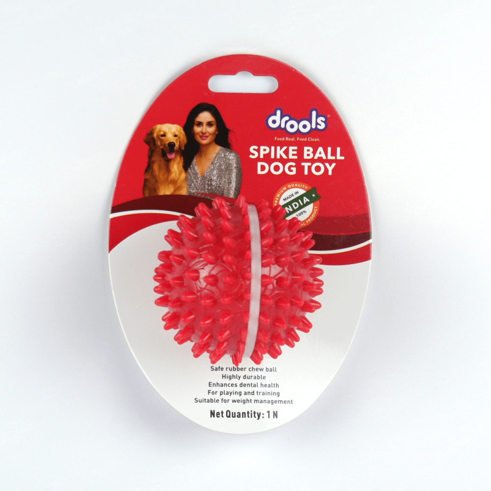 Drools Non Toxic Rubber Stud Spike Hard Ball Chew Teething Toy for Puppies and Dogs