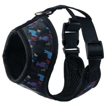 Basil Printed Mesh Adjustable Harness for Dogs (Black)