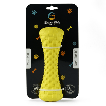 Goofy Tails Dumbbell Treat Dispensing Interactive Toys for Dogs | For Medium Chewers (Yellow)