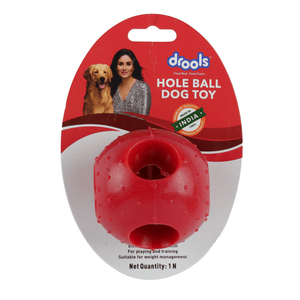 Drools Non Toxic Rubber Hole Ball Teething Toy for Puppies and Dogs | For Aggressive Chewers