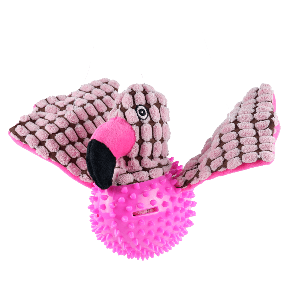 Basil Bird Shaped Plush Toy with Squeaky Neck for Dogs (Pink)