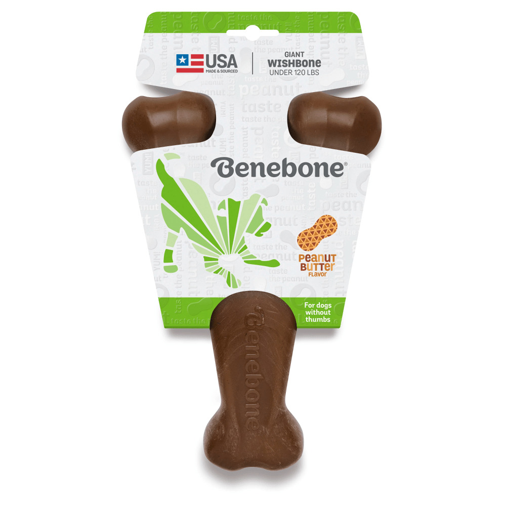 Benebone Peanut Butter Flavored Wishbone Chew Toy for Dogs | For Aggressive Chewers Dogs-Toys Benebone