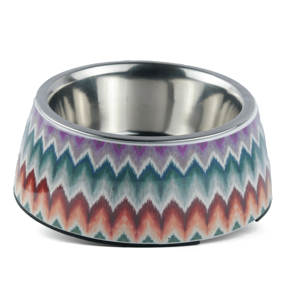 Basil Multizig Print Melamine Bowl for Dogs and Cats