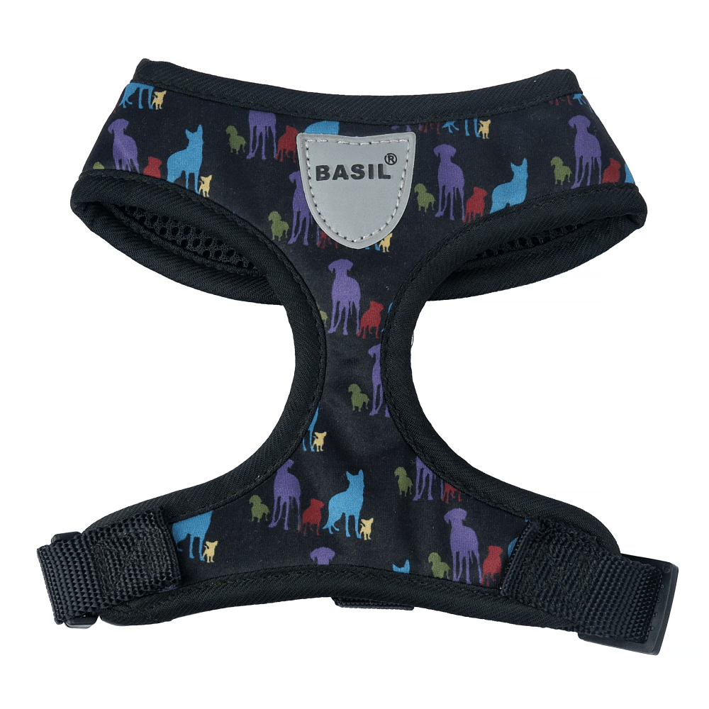 Basil Printed Mesh Adjustable Harness for Dogs (Black)