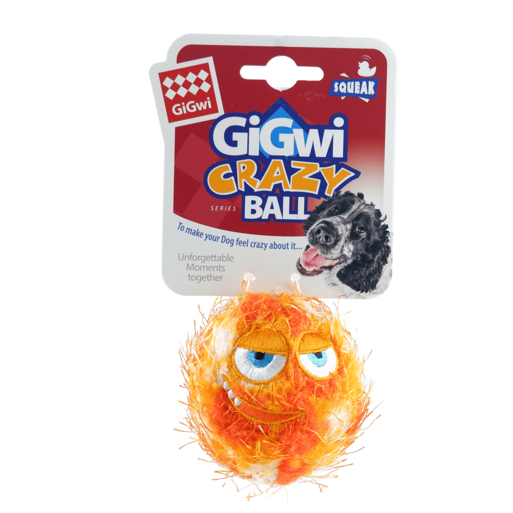 GiGwi Crazy Ball with Foam Rubber Ball and Squeaker Toy for Dogs (Orange)