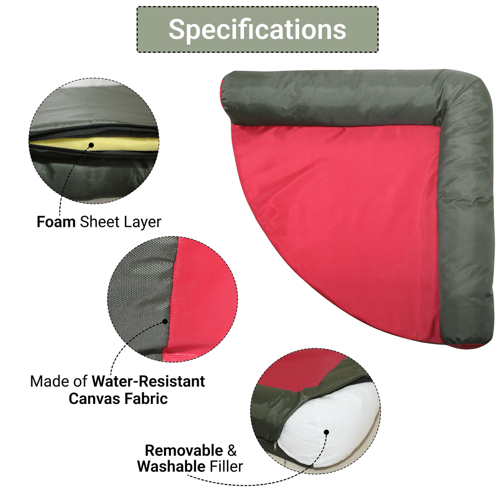Hiputee Corner Waterproof Bed for Dogs and Cats (Green Red)