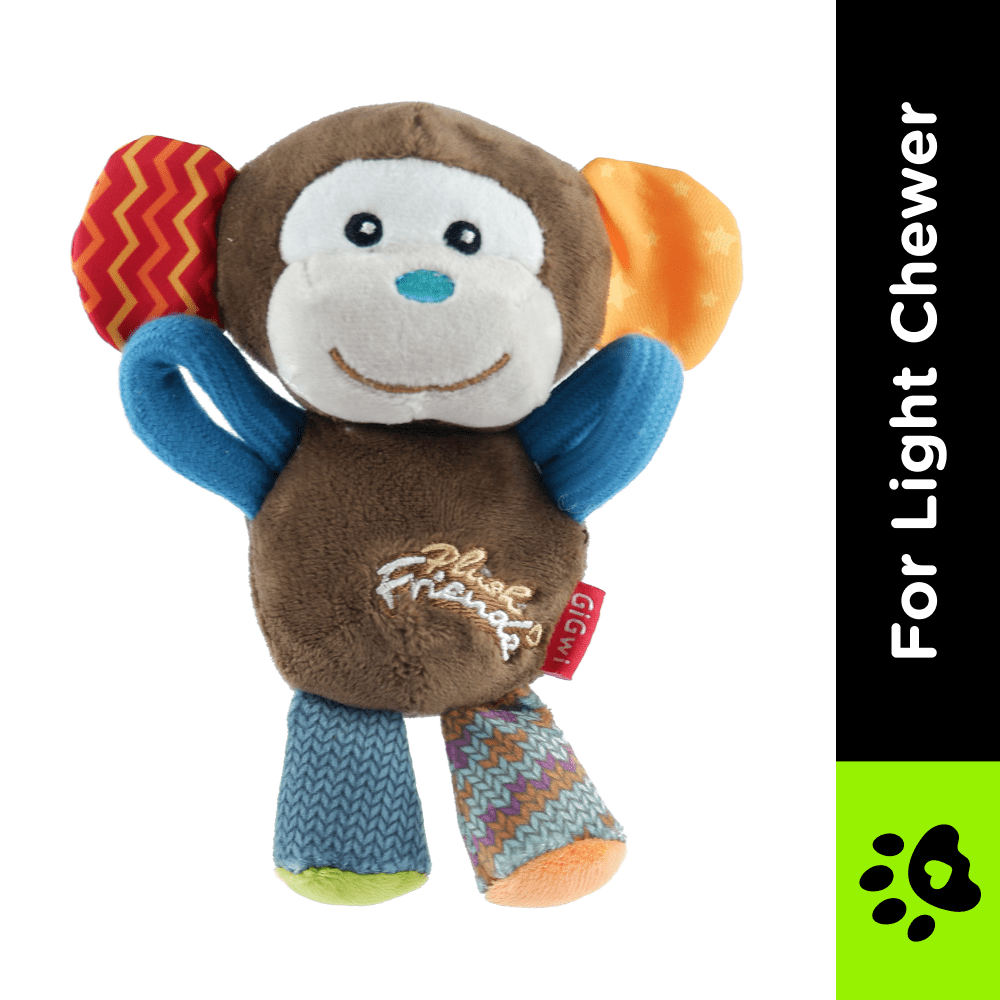GiGwi Plush Friendz Monkey Squeaker Inside Plush Toy for Dogs