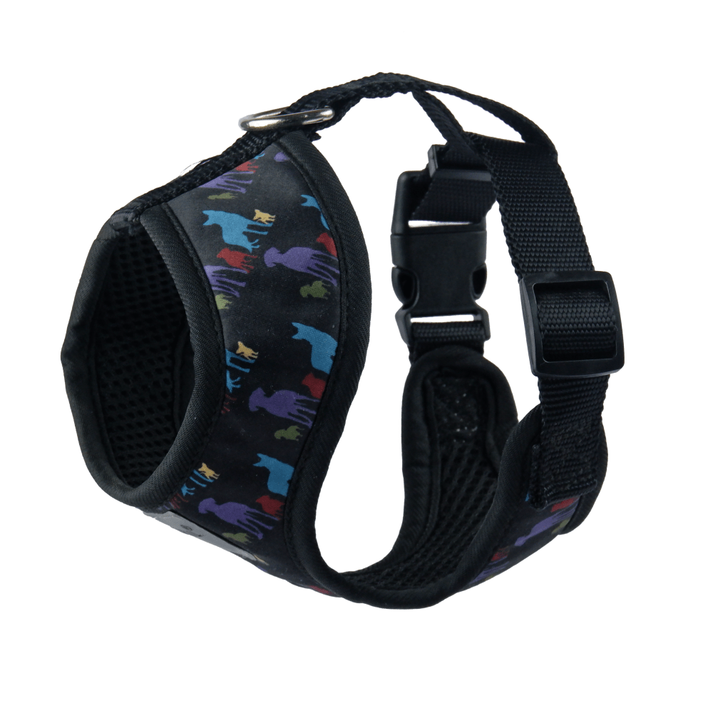 Basil Printed Mesh Adjustable Harness for Dogs (Black)