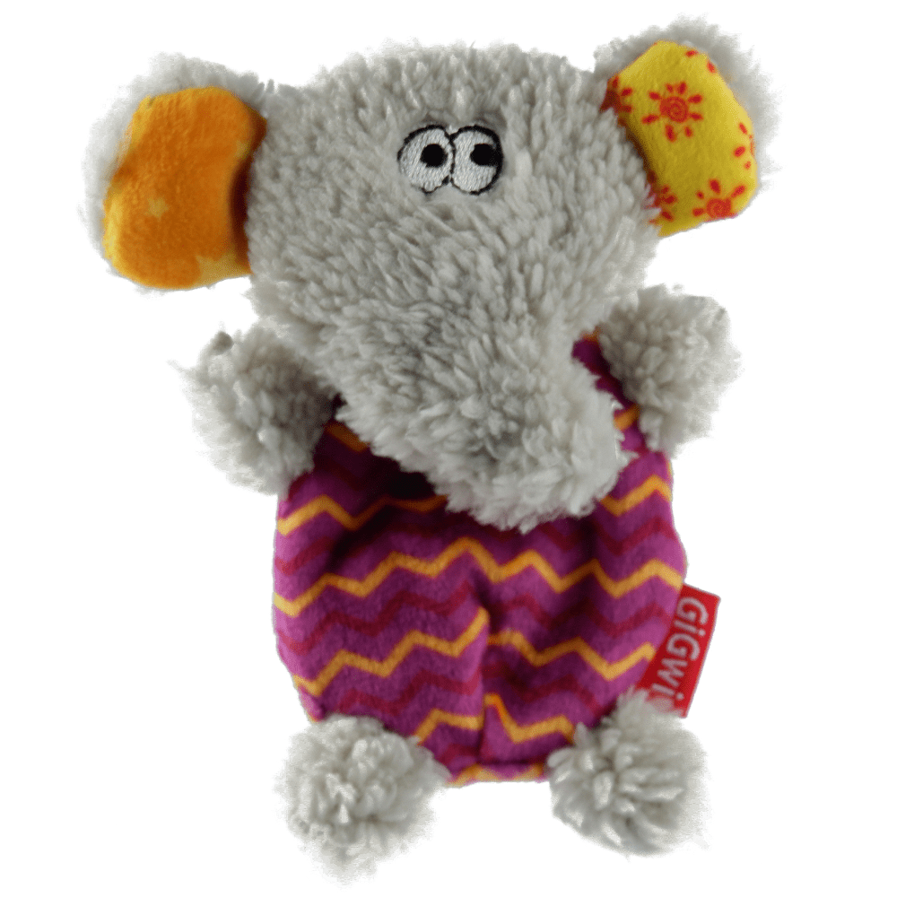 GiGwi Plush Friendz with Refillable Squeaker Elephant Toy for Dogs (Grey/Red) | For Medium Chewers Dogs-Toys GiGwi 15cm