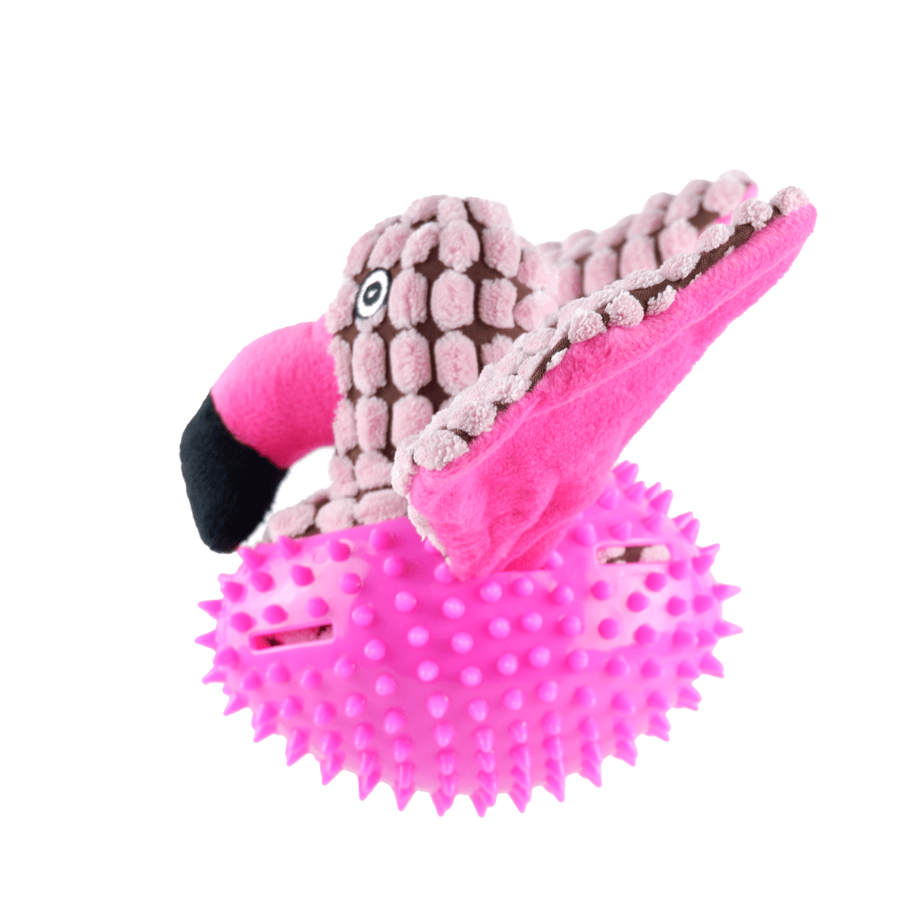Basil Bird Shaped Plush Toy with Squeaky Neck for Dogs (Pink)