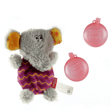 GiGwi Plush Friendz with Refillable Squeaker Elephant Toy for Dogs (Grey/Red) | For Medium Chewers