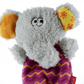 GiGwi Plush Friendz with Refillable Squeaker Elephant Toy for Dogs (Grey/Red) | For Medium Chewers