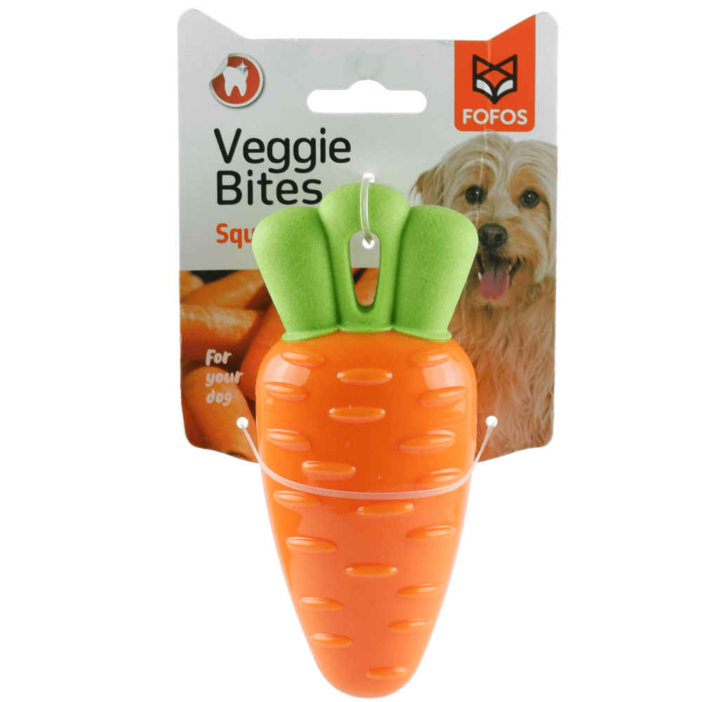 Barkbutler x Fofos Vegi Bites Carrot Squeaky Toy for Dogs | For Medium Chewers