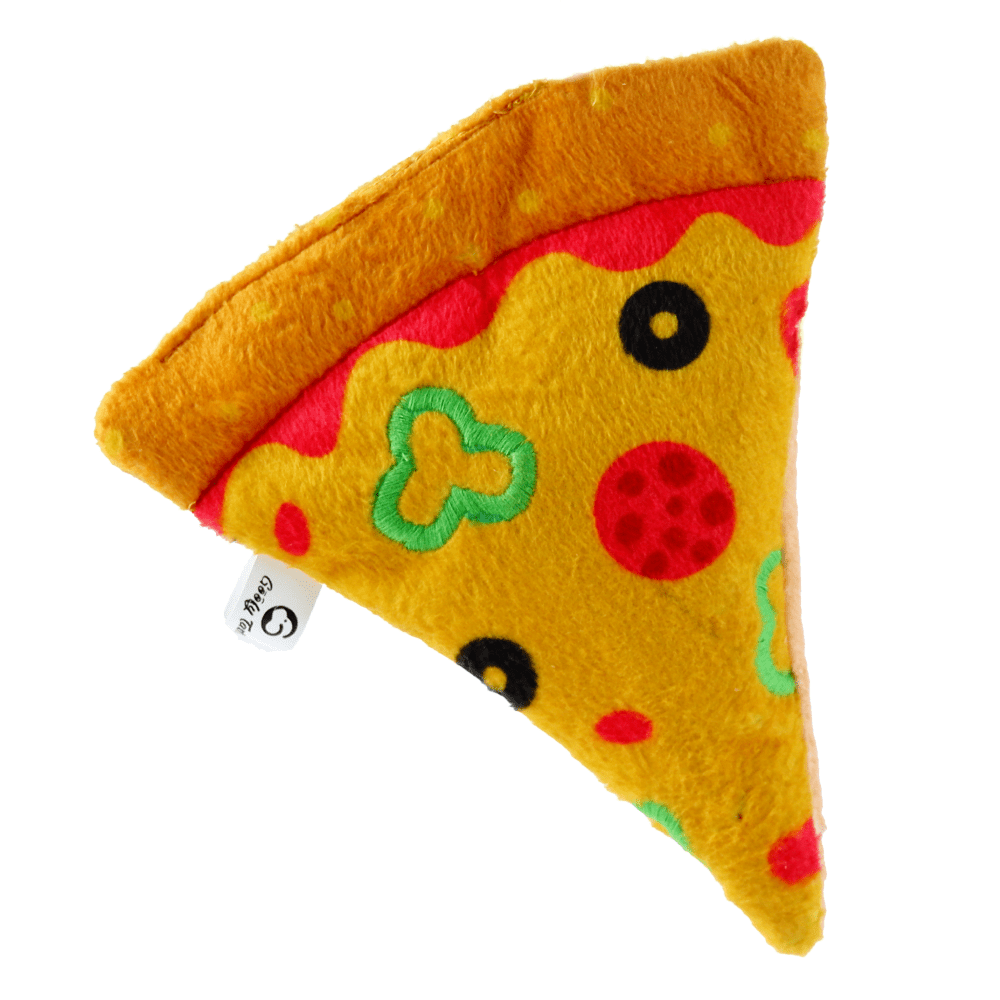 Goofy Tails Food Buddies Pizza Slice Plush Toy for Dogs | For Soft Chewers