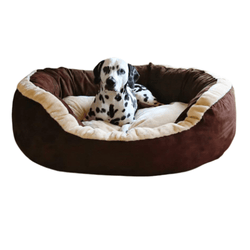 Fluffy's Luxurious Polyester Filled Soft Dual Colour Bed for Dogs and Cats (Brown)