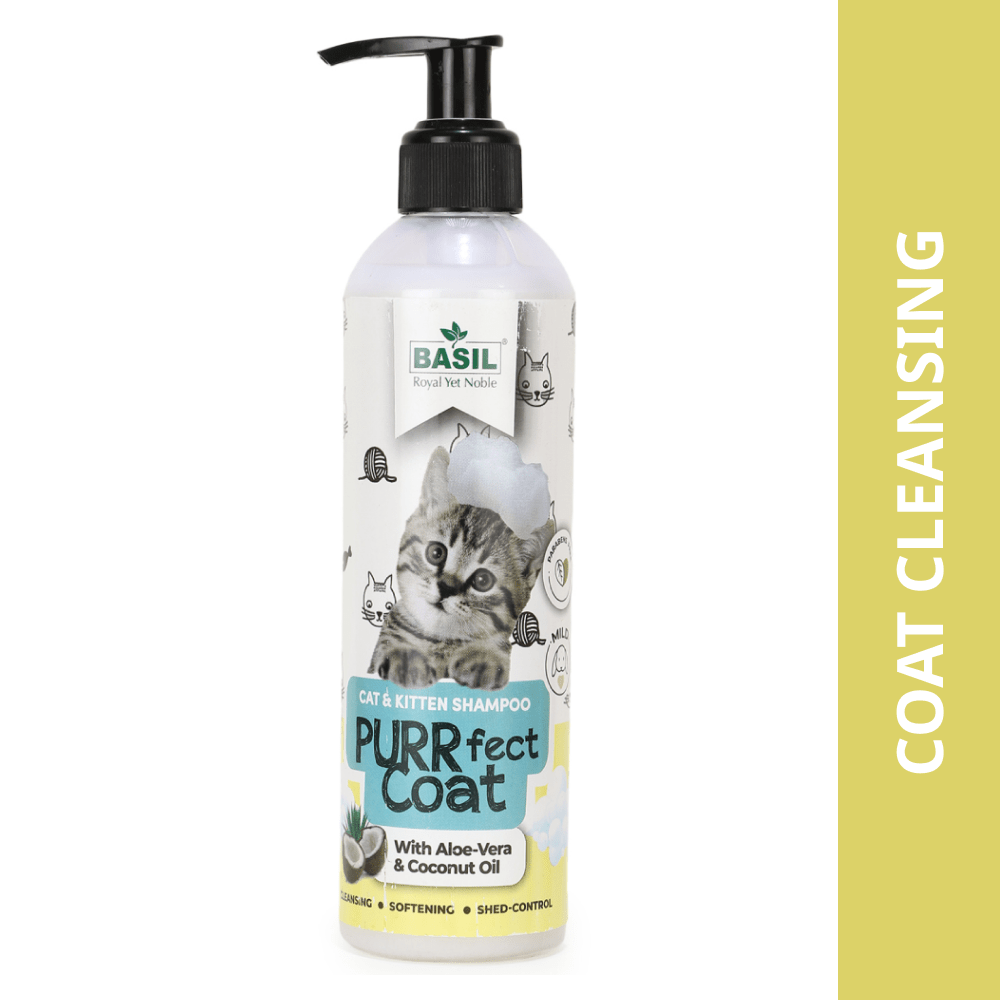 Basil Purrfect Coat Cat Shampoo Cats-Grooming Supplies Basil 300mL