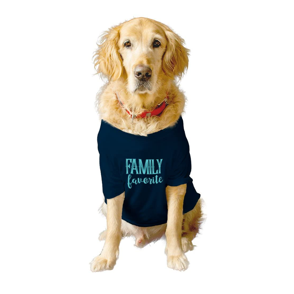 Ruse "Family Favourite" Printed Half Sleeves T Shirt for Dogs (Navy)