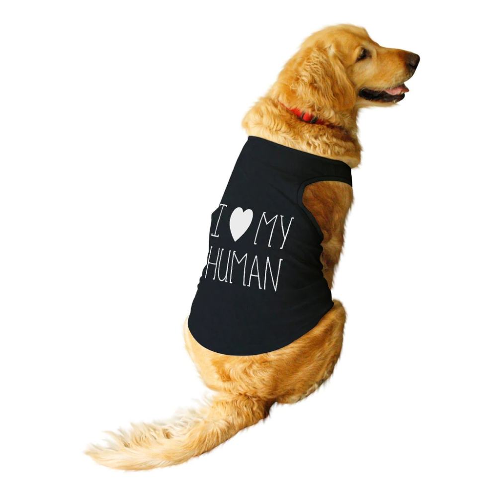 Ruse "I Love My Human" Foil Edition Sleeveless T Shirt For Dogs (Black)