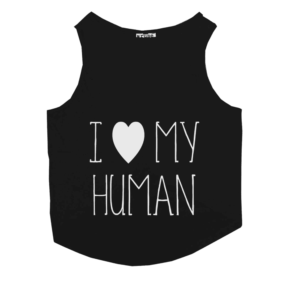Ruse "I Love My Human" Foil Edition Sleeveless T Shirt For Dogs (Black)