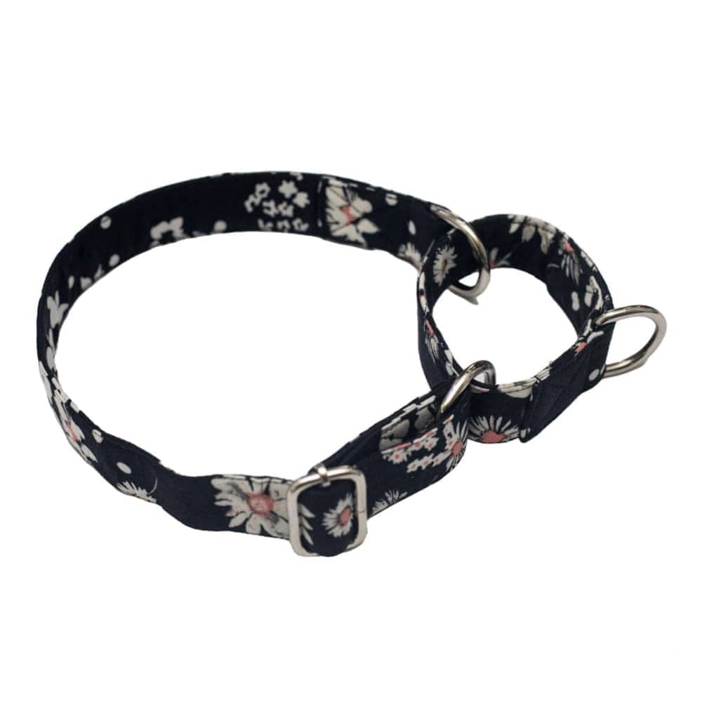 Pet And Parents Black Floral Double Padded Martingale Collar for Dogs