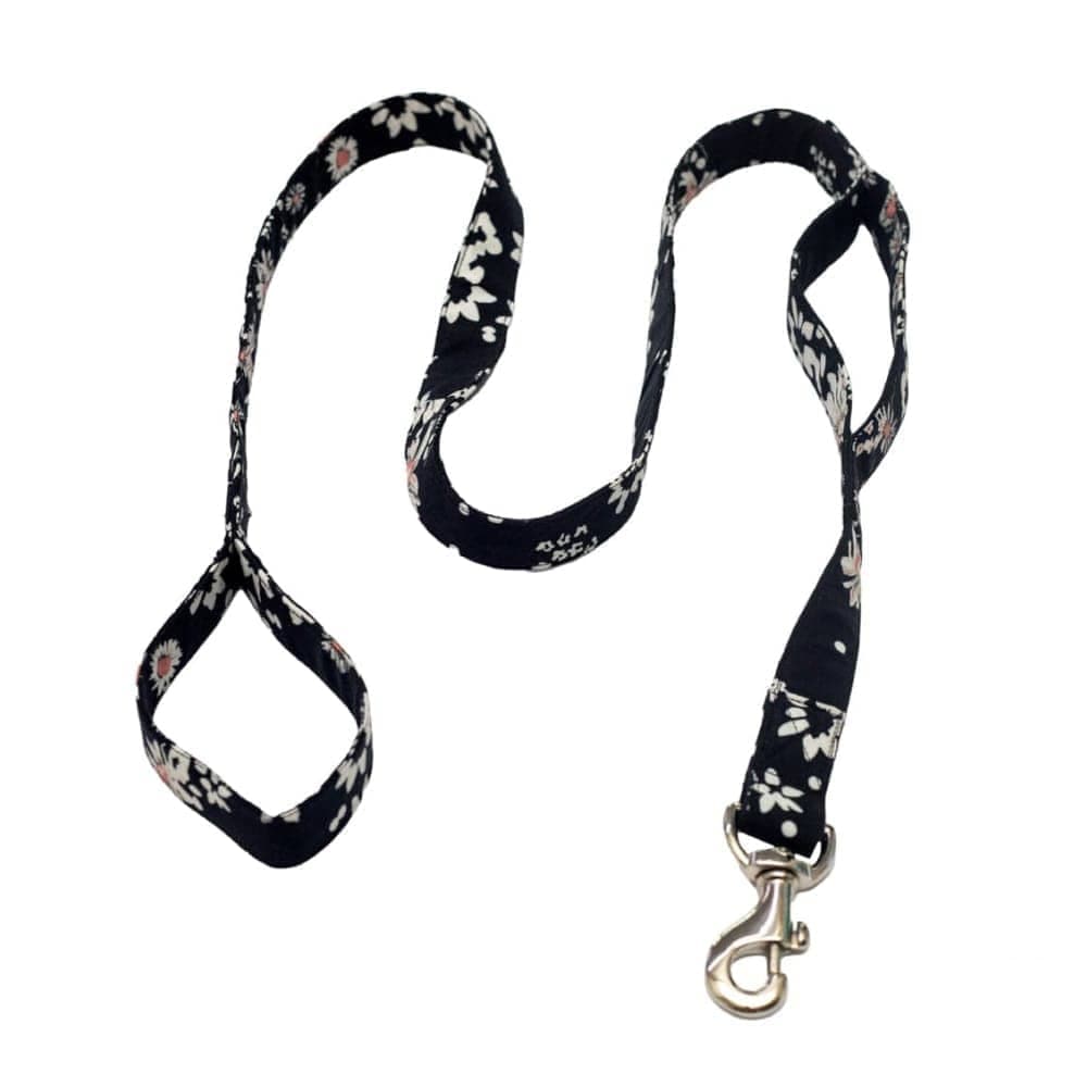 Pet And Parents Black Floral Double Handled Leash for Dogs