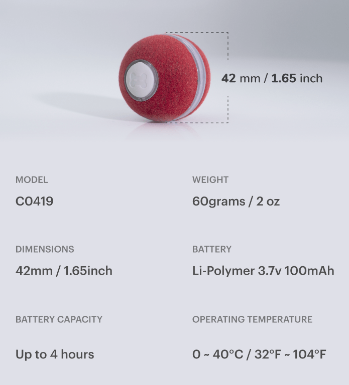 Cheerble Electronic Ball Toy for Cats (Red) Cats-Toys Cheerble
